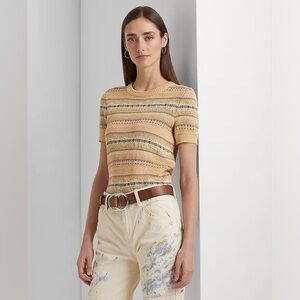 Lauren Ralph Lauren Women's Fair Isle Short-Sleeve Sweater - Medium